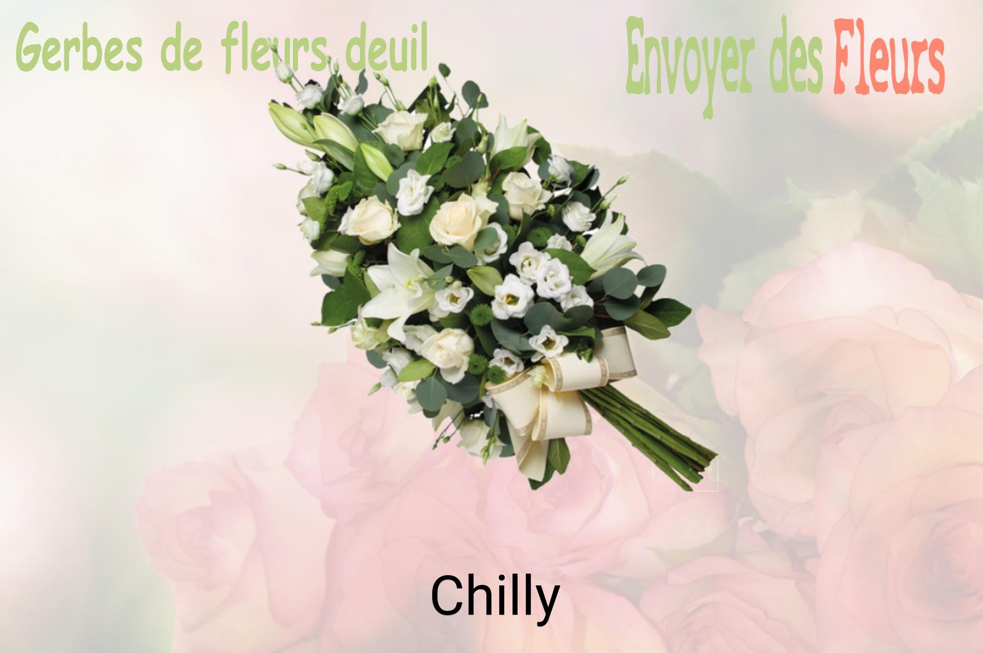 Gerbe de fleurs de deuil livrée à Chilly